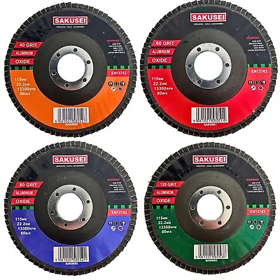Aluminum Oxide Flap Discs 115mm 4.5  40 60 80 120 Grit Grinding Wheel Sanding • £7.50