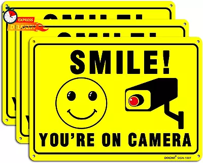 Smile You Are On Camera Video Surveillance Sign 3 Pack 10 X 7  Rust Free .04  A • $15.04