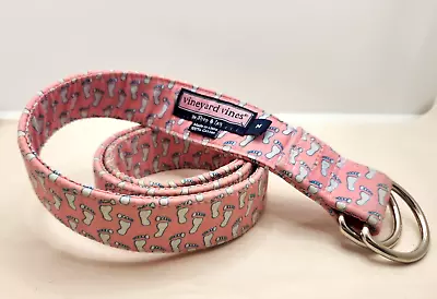 Vineyard Vines D Ring Belt Sz Medium Pink Barefeet • $11.99