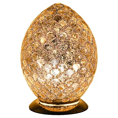 Gold Distressed Look Style Glass Mosaic Tile Egg Shaped Lamp Egg Light Home Gift • £49.99