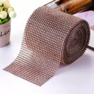 £2.70 • Buy Diamante Sparkle Effect Mesh Ribbon Trimming - Rose Gold - Cakes Bridal Crafts
