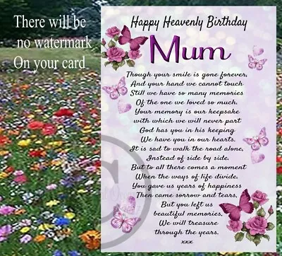 Heavenly Birthday Grave Card  Birthday In Heaven Card Waterproof Card Mum F110 • £4