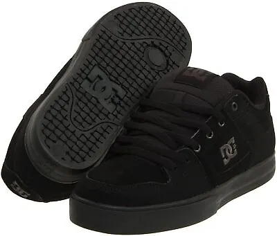 DC Mens Leather Skate Pure Pirate Black Trainer • £59.99