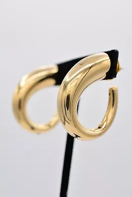 Vintage Hoop Earrings Gold Chunky Hollow Puffy Lightweight Shiny 1980s BinA15 • $18.36