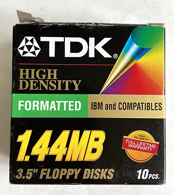 BOX Of 8 NEW TDK High Density 3.5  1.44 MB Floppy Disk Formatted IBM & Compatibl • $8.49