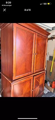 Heavy Wood Computer Desk Armoire Dry Erase Cork Board Drawers  • $300