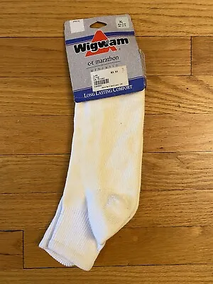 Vintage 90s NWT NOS Wigwam C-T Marathon Quarter Socks White 1 Pair Mens 12-15 • $10