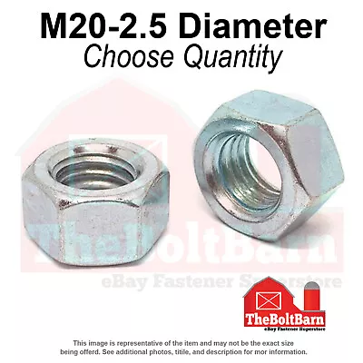 M20-2.5 Class 8 Finished Hex Nut Zinc Clear Coarse Thread (Pick Quantity) • $7.73