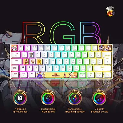 $16.70 • Buy Gaming Keyboard Wired 60% Mini UK Layout RGB Mechanical For PC Laptop PS4 Xbox