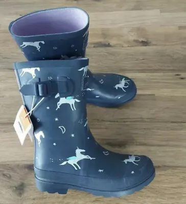 Joules Girls Printed Wellies- Navy Horses 🐎- Children’s 12 • £25