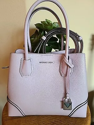 Michael Kors Mercer Gallery Small Satchel Handbag Crossbody Purse Lavender Pebbl • $52