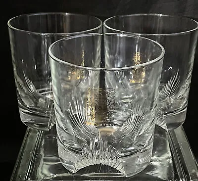 Chivas Regal Whiskey Glass Lot Of 3 Glasses 3-1/2  Gold Crest Encrusted • $47.56