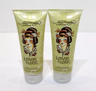 2 X Ed Hardy By Christian Audigier Love & Luck 200 Ml Bath & Shower Gel *Boxed • £14.99