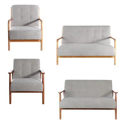 Single Double Seater Couch Loveseat Sofa Armchair Mid-Century Living Room Settee • £39.95