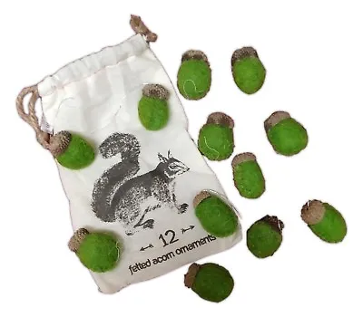 Set Of 12 FELTED ACORN Ornaments In Drawstring Bag By Cody Foster • $8.97