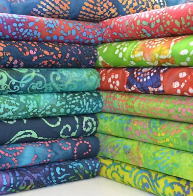 Bali Batik 100% Cotton Fabric Quilting Dressmaking Craft Summer Dress Material • £4.75