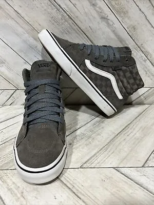 Vans Off The Wall Sk8 Hi Gray Suede Checkered Shoes 721356 Size M5 W6.5 • $34.77