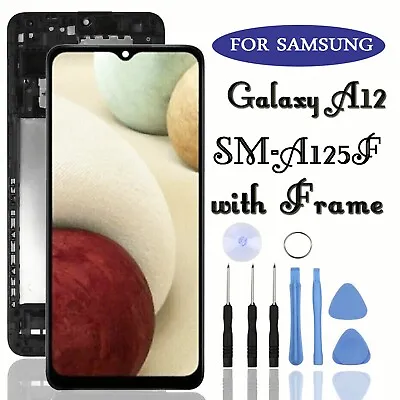 For Samsung Galaxy A12 LCD Replacement Touch Screen Digitizer Black +Frame • £14.99