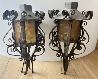 Vintage Wrought Curly Iron Hanging Light California Desert Spanish Revival AS IS • $99