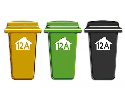 2 X Wheelie Bin Number Decal Stickers Personalised With House Poly Vinyl Graphic • £4.35