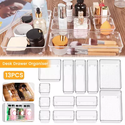 Desk Drawer Divider Storage Box Cosmetics Organiser Home Kitchen Tidy Tray⚢ • $41.49