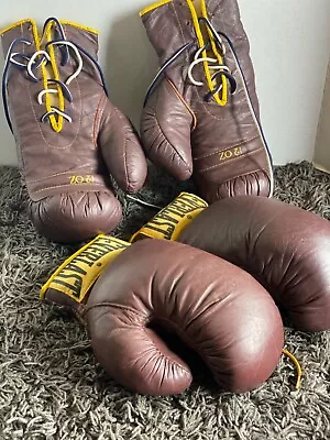 Vintage 1960’s 12OZ Everlast Boxing Gloves Brown 2 Pair  • $69.99