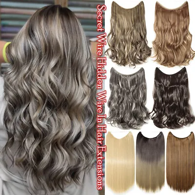 $8.40 • Buy US Real Thick Hidden Long Invisible Wire In As Human Hair Extensions One Piece