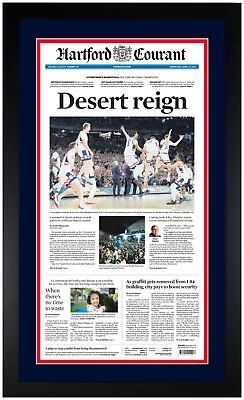 2024 UConn Huskies NCAA Basketball Champions Matted & Framed Newspaper Print! • $109.99