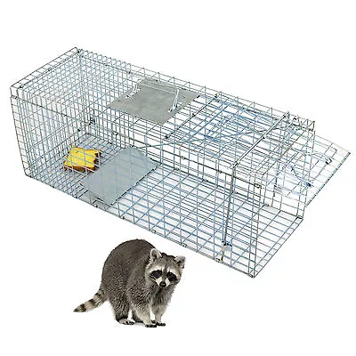 Humane Animal Trap 32x12x12 Steel Cage Live Rodent Control Skunk Rabbit Opossum • $32.58