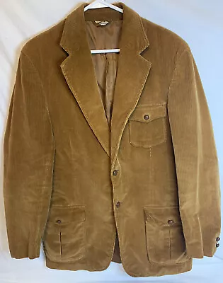 Vintage 70s Men’s Smoking Jacket Brown Corduroy Blazer Men's 40L Made In Japan • $49