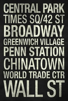 Subway New York City NYC Manhattan Stops Vintage Retro Travel Poster 12x18 • $10.98