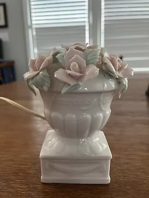 Vintage Porcelain Pink Rose Nightlight By I.W. Rice Made In Japan • $25