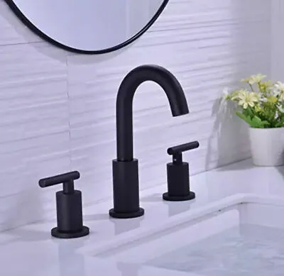TRUSTMI 2-Handle 8 Inch Widespread Bathroom Sink Faucet With Pop Up Drain Black • $89