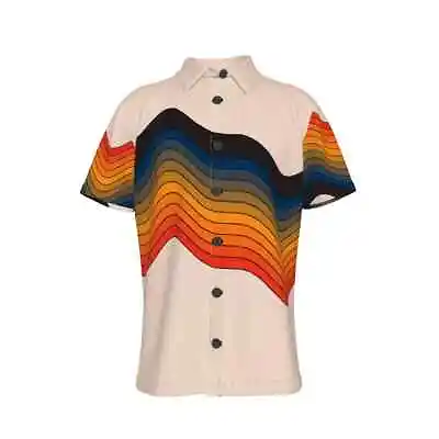 $44.99 • Buy T-Shirt Mod Pattern Vintage 60s 70s V-Neck Button Down Tee Shirt Retro Funky 
