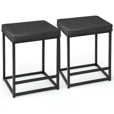 Bar Stools Set Of 2 With PVC Leather Cushion • £65.53