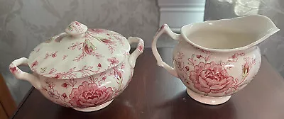 Johnson Bros ROSE CHINTZ Creamer And Sugar Set Vintage Made In England • $45