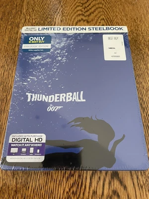 $65 • Buy Thunderball James Bond Blu-Ray Limited Edition Steelbook Sealed Ian Fleming Rare