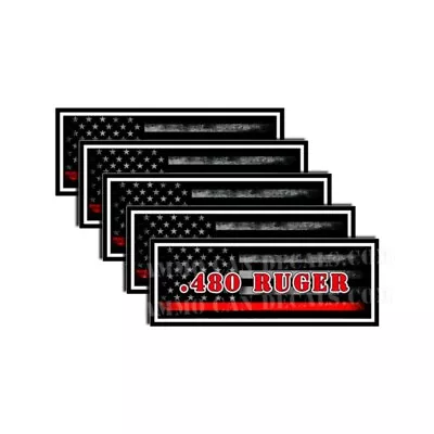 .480 RUGER Ammo Can Decal Gun Ammunition Box Sticker Red Line Flag 5 Pack • $4.99