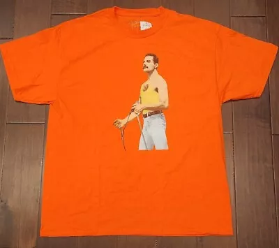 Freddie Mercury Official Men's Large Orange Graphic T-Shirt Queen • $7