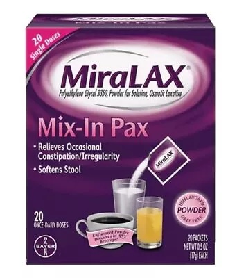 MiraLAX Laxative Powder For Gentle Constipation Relief Single Dose Packets 40... • $66.36