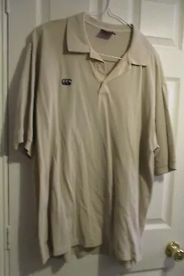 Men's Canterbury Of New Zealand Beige 100% Cotton Casual Golf Shirt In Size 2XL • £2.59