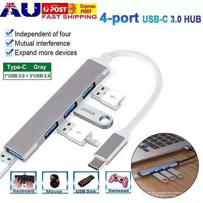 $7.49 • Buy 4-Port USB C HUB 3.0 Type C Multi-Splitter OTG Adapter For PC Laptop Mac Android