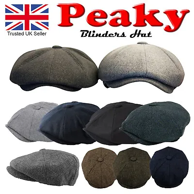 £11.99 • Buy Peaky Blinders Hat Newsboy Flat Cap Herringbone Tweed Wool Baker Boy Gatsby Cap