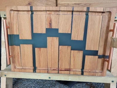 £85 • Buy Butchers Oak Block With Resin, Handles Handcrafted