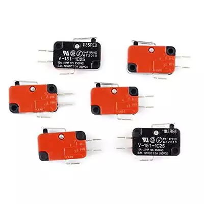 6Pcs V-151-1C25 Short Straight Lever Micro Limit Switch SPDT Snap Action For ... • $15.83