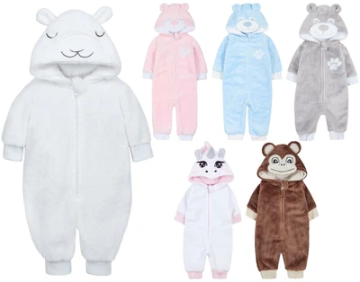 £8.99 • Buy Babygrow Super Soft Fleece Hooded All In One Sleepsuit 1Onesie