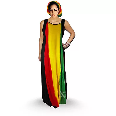 Reggae Rasta Colors Ladies Ethnic Africa Caribbean Jamaica Beach Maxi Long Dress • £58.63