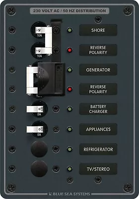 Blue Sea Marine 230v AC EUROPEAN 2-Source Main Electrical Circuit Breaker Panel • $159.95