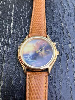 Thomas Kincaide Painter Of Light Watch 2001 Brown Leather Band Needs Battery! • $12.60