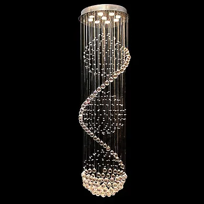 £189.99 • Buy A1A9 Modern Spiral Sphere Crystal Chandelier Spectacular Droplet Ceiling Lights